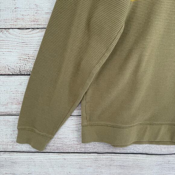 Katin Waffle Knit Crewneck Striped Shirt Mens XL Green Gold Stretch - Picture 4 of 12